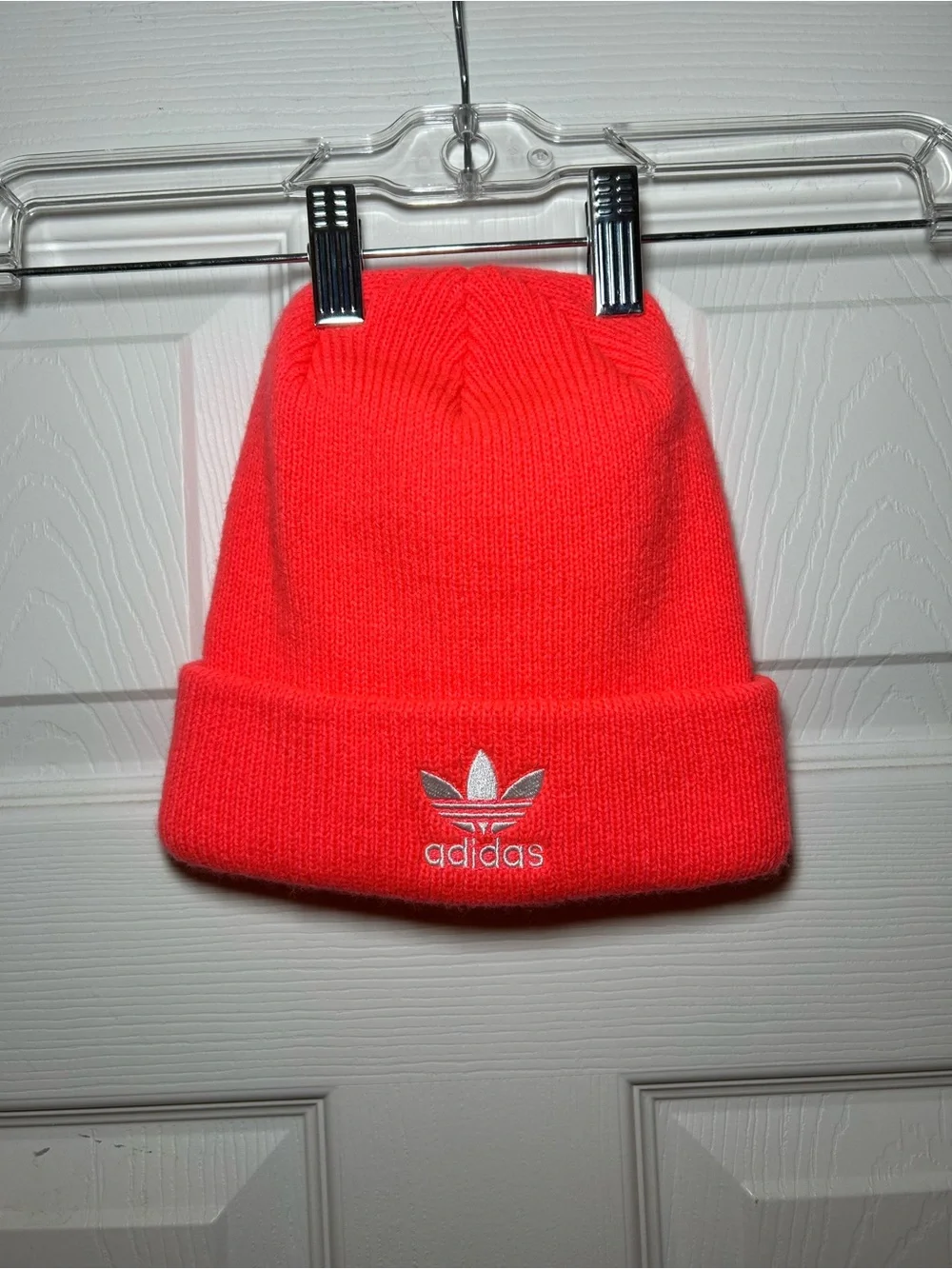 adidas Neon Pink Trefoil Cuffed Beanie